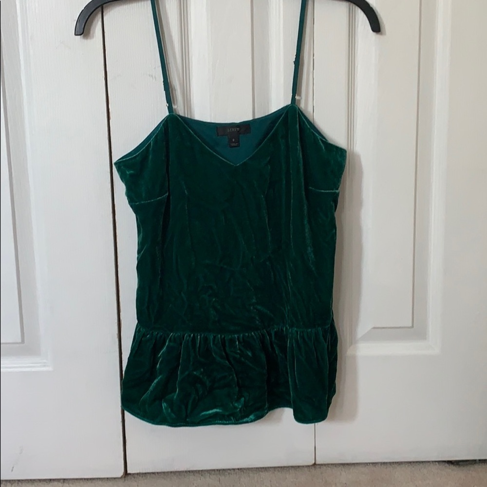 Beautiful green velvet J.Crew peplum top